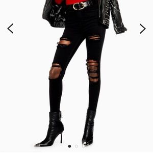 Topshop black distressed cropped jeans size 26